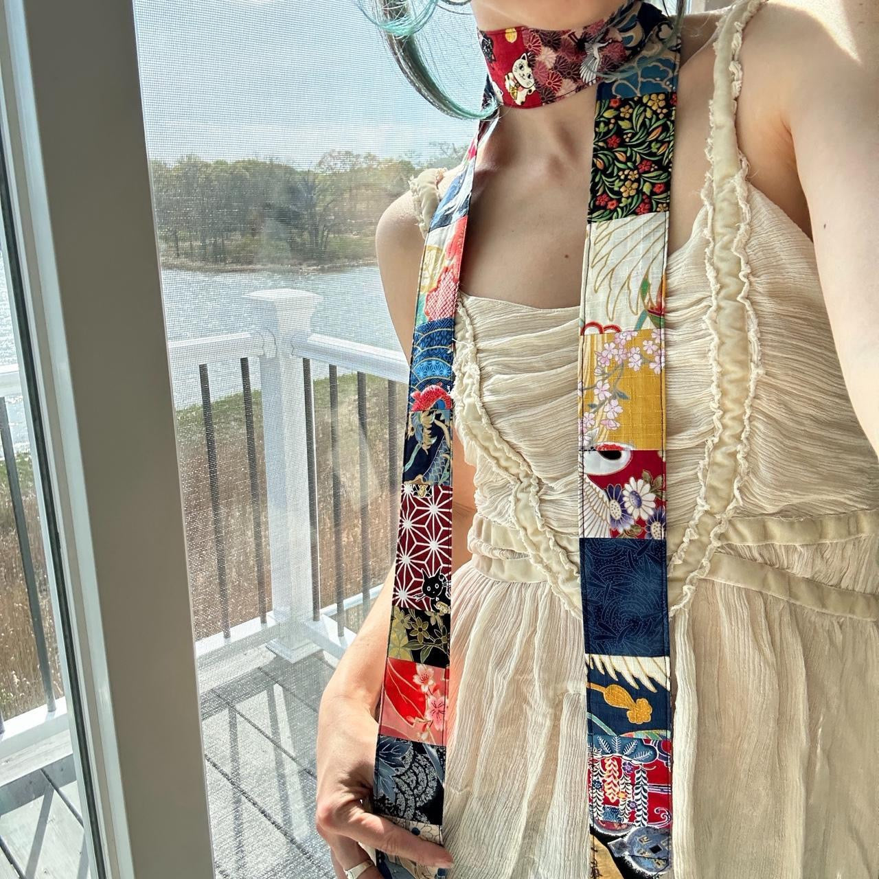 Multi-colored skinny scarf