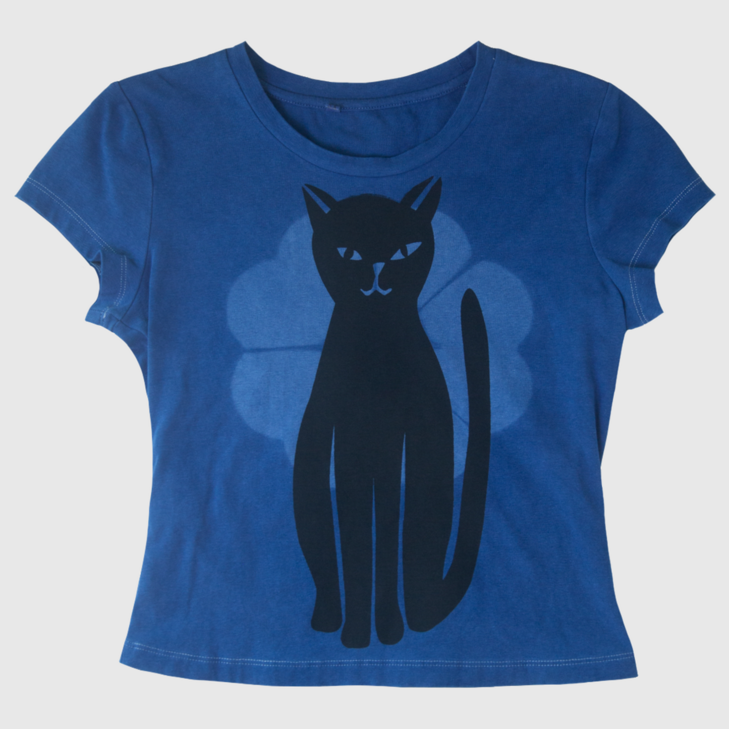 Natural Indigo dyed Cat T-Shirt (XS)