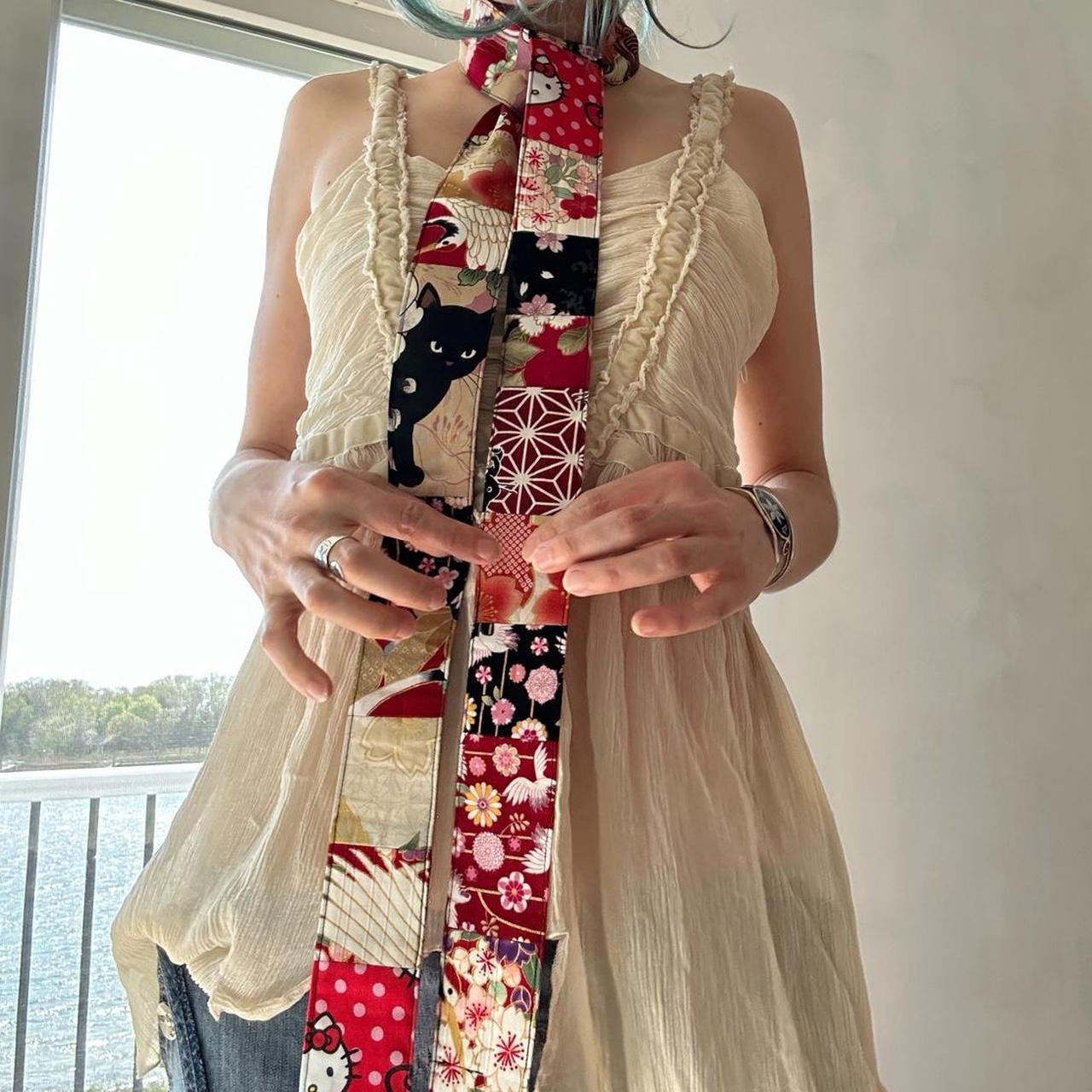 Multi-colored skinny scarf