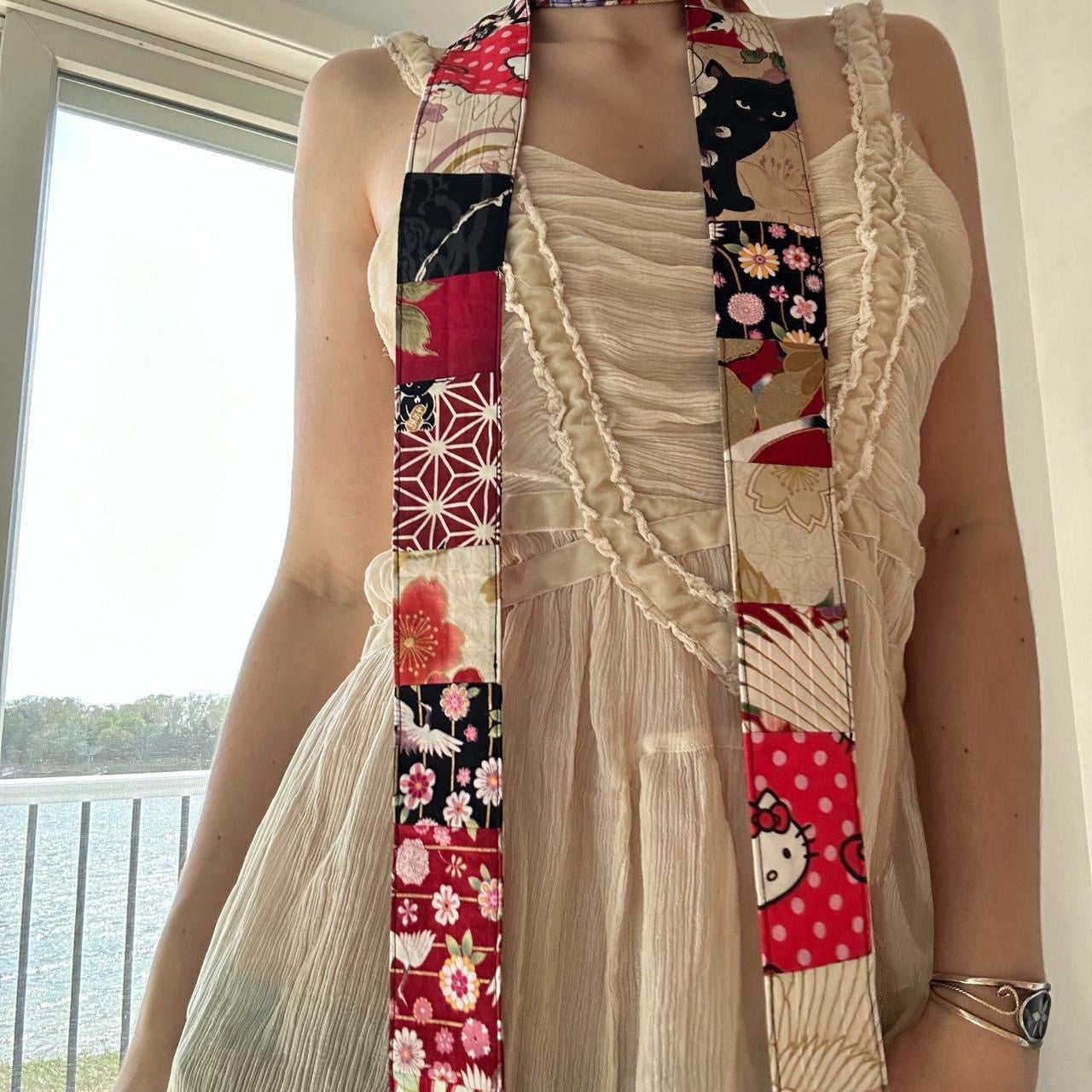 Handmade Japanese fabric scrap scarf