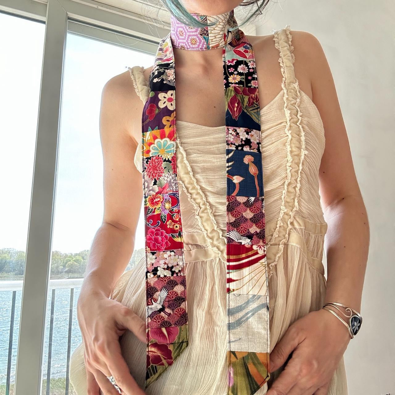 Multi-colored skinny scarf