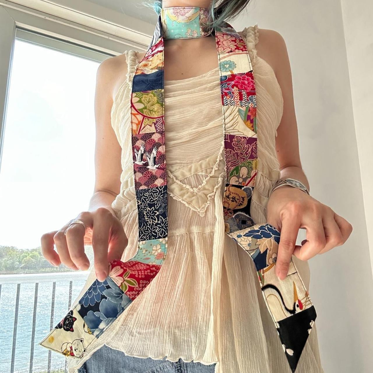 Multi-colored skinny scarf