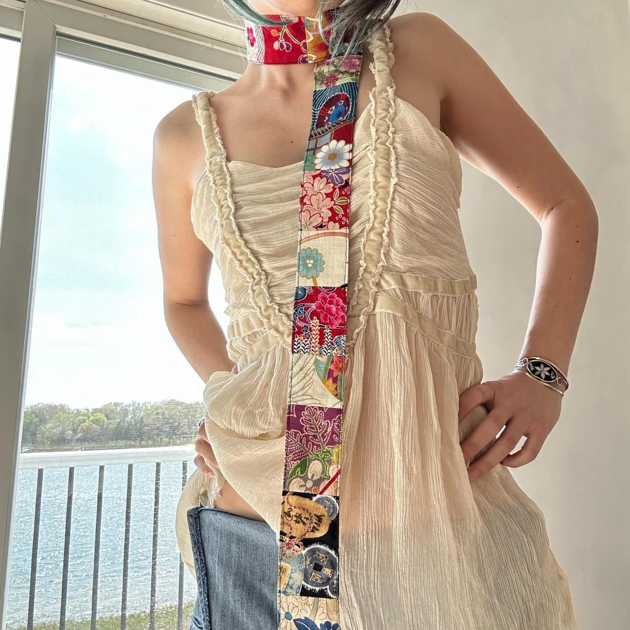 Multi-colored skinny scarf