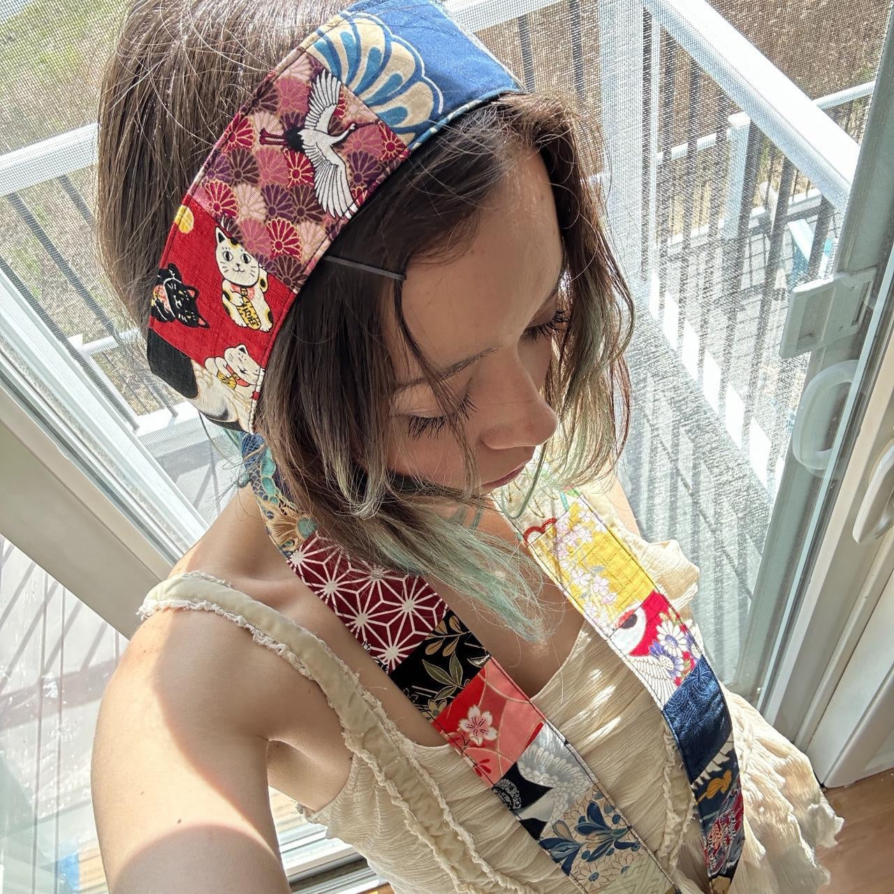 Handmade Japanese fabric scrap scarf
