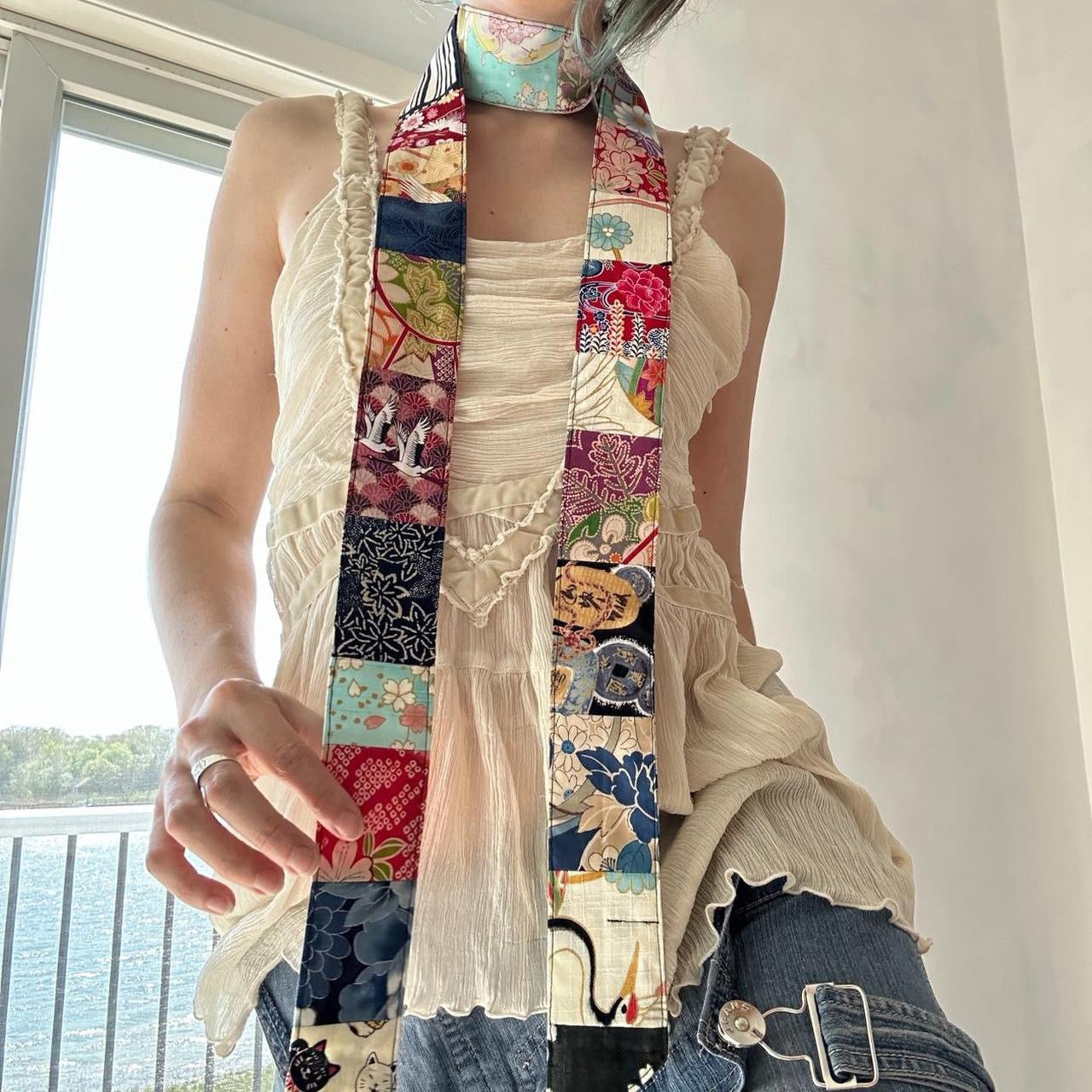 Multi-colored skinny scarf