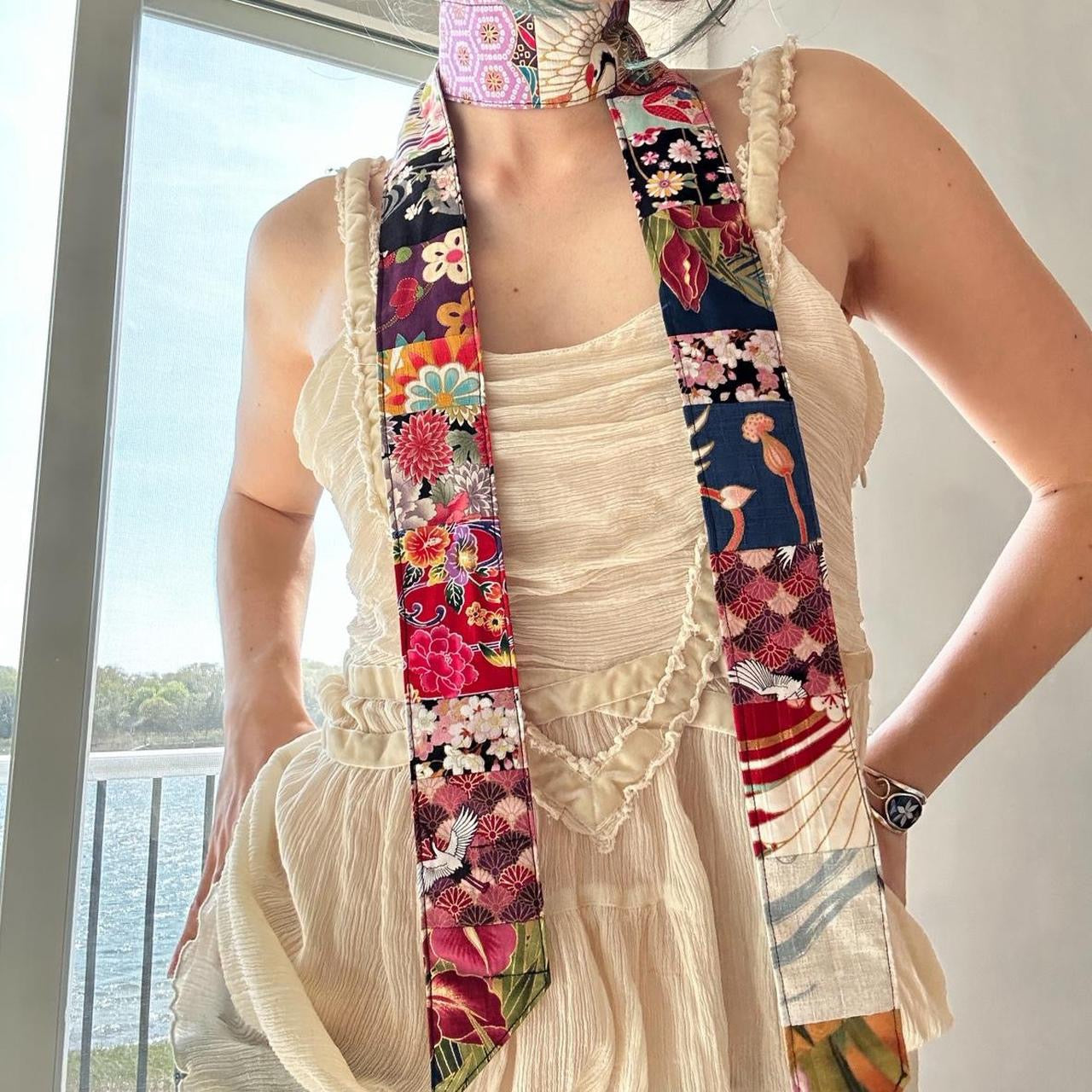 Multi-colored skinny scarf