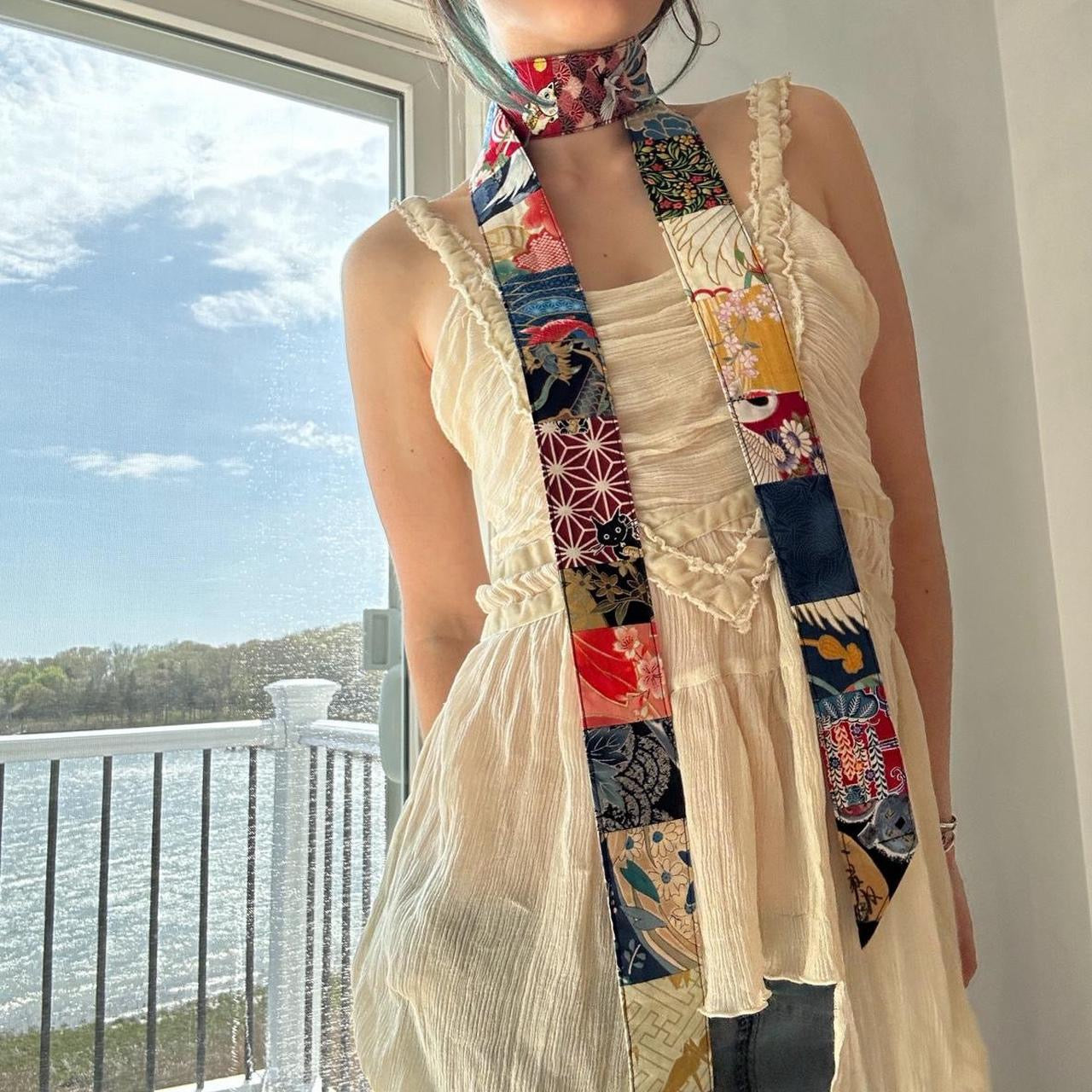 Multi-colored skinny scarf