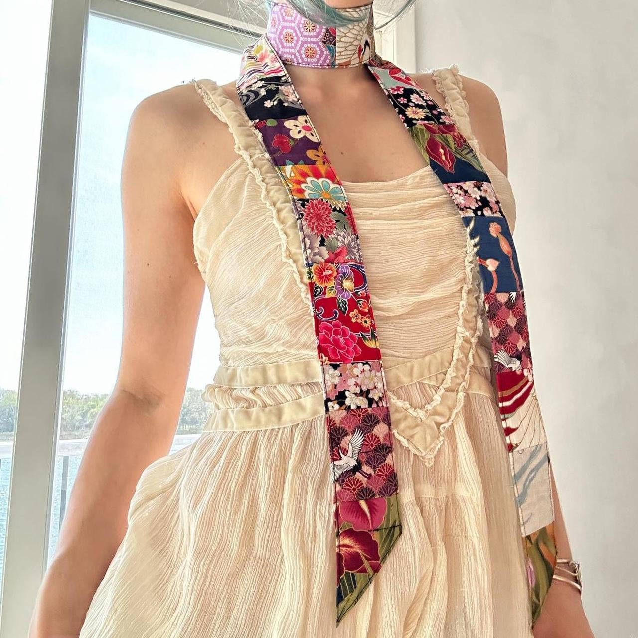 Multi-colored skinny scarf