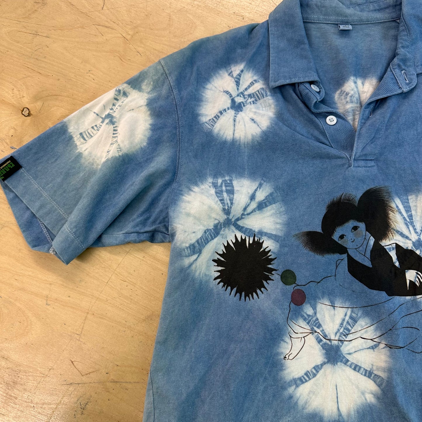 Indigo Shibori Polo shirt (M)