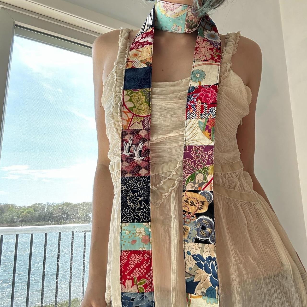 Multi-colored skinny scarf