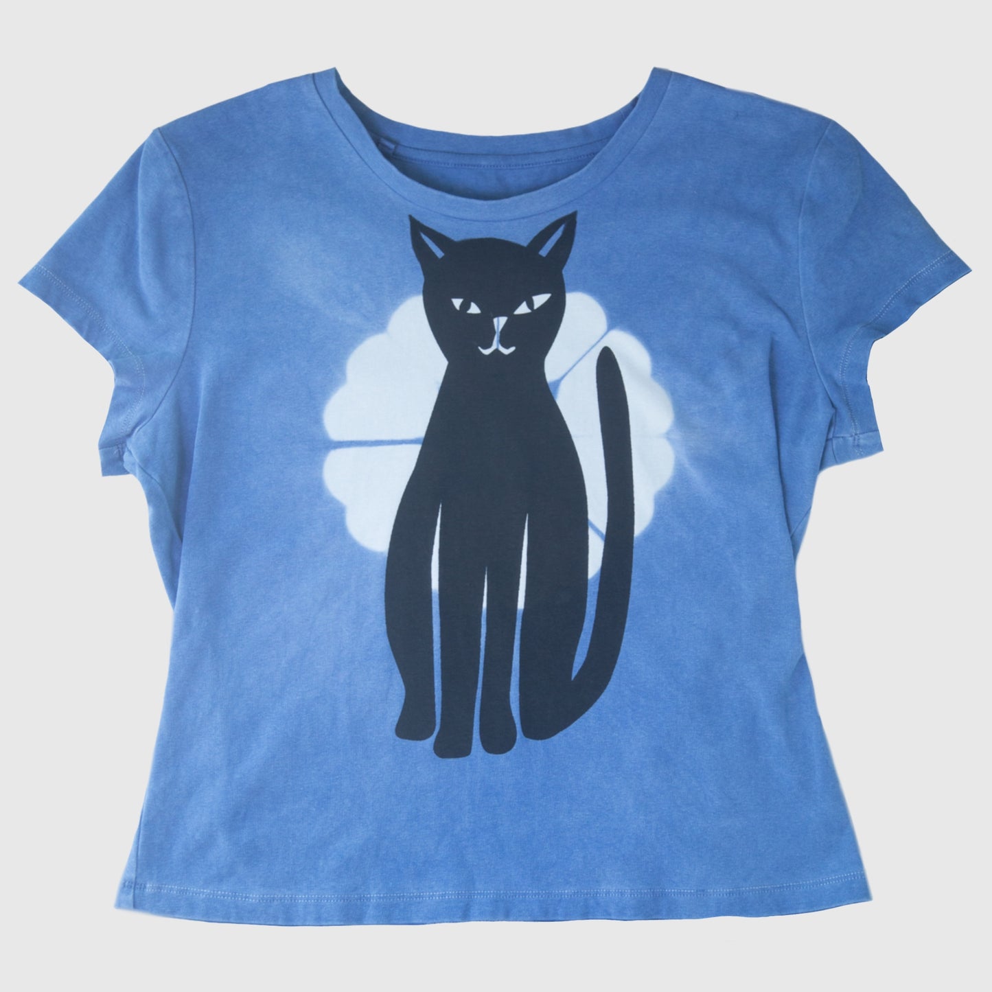 Natural Indigo dyed Cat T-Shirt (XL)