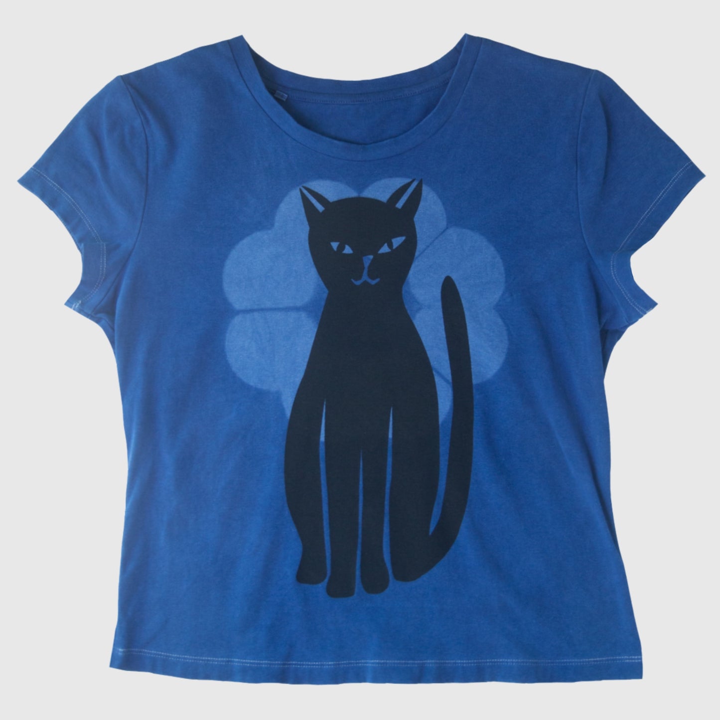 Natural Indigo dyed Cat T-Shirt (L)
