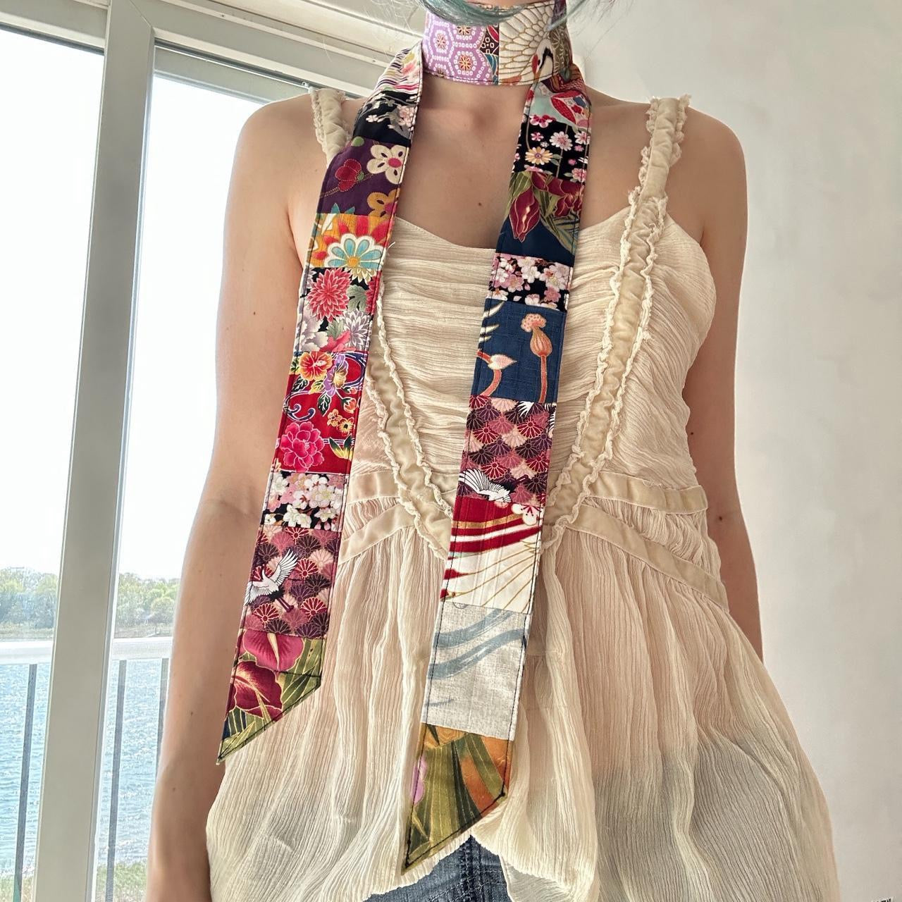 Handmade Japanese fabric scrap scarf