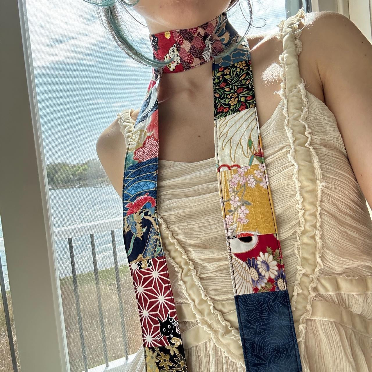 Multi-colored skinny scarf
