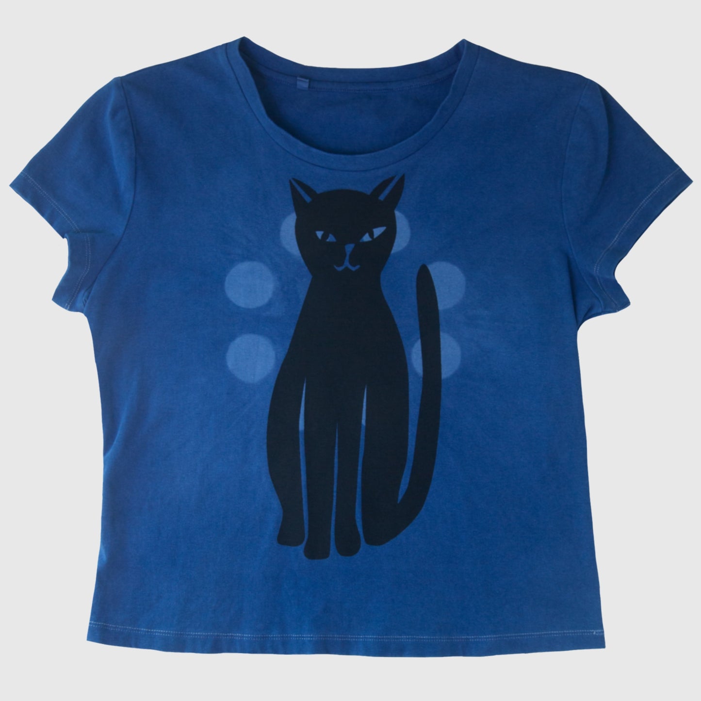 Natural Indigo dyed Cat T-Shirt (XL)