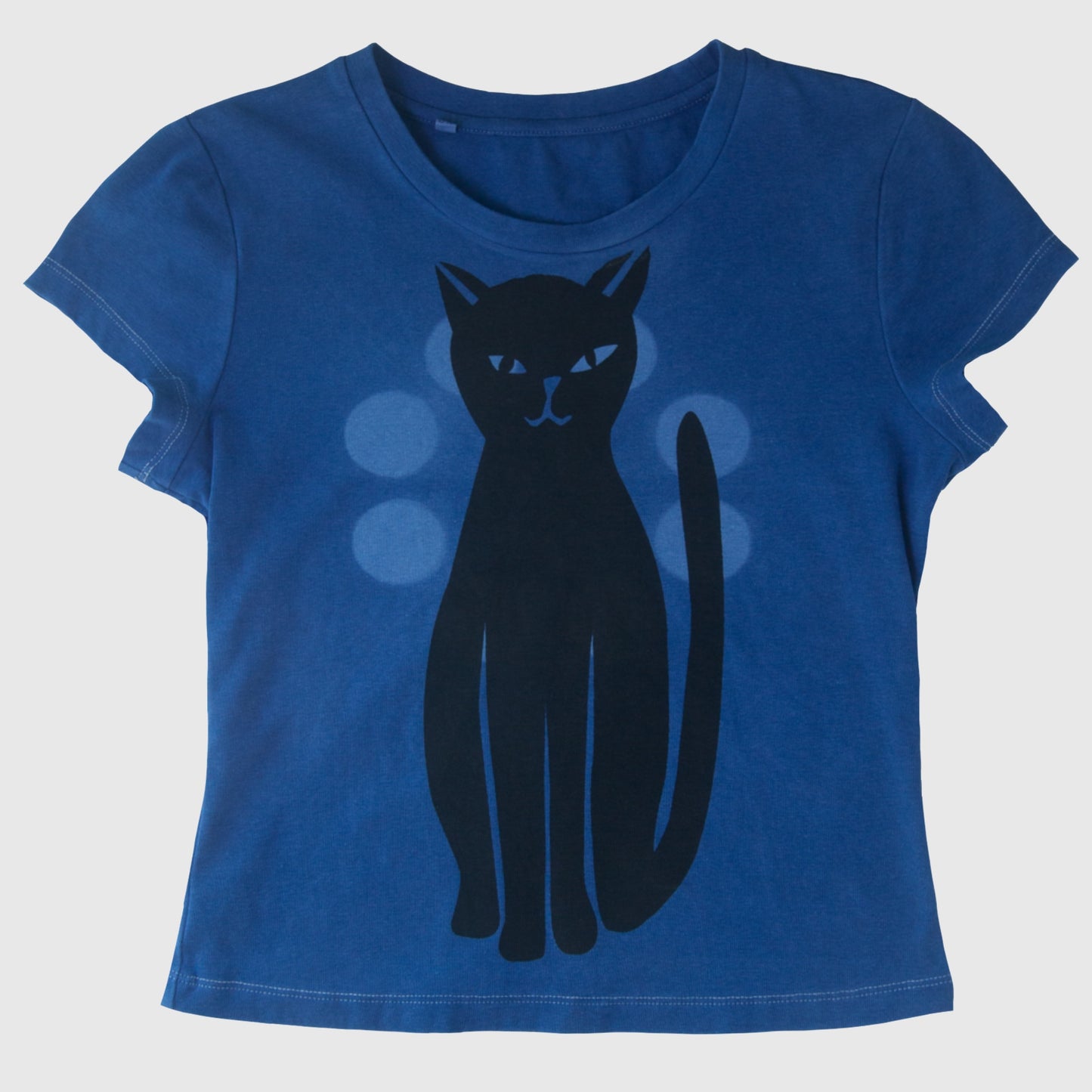 Natural Indigo dyed Cat T-Shirt (XS)