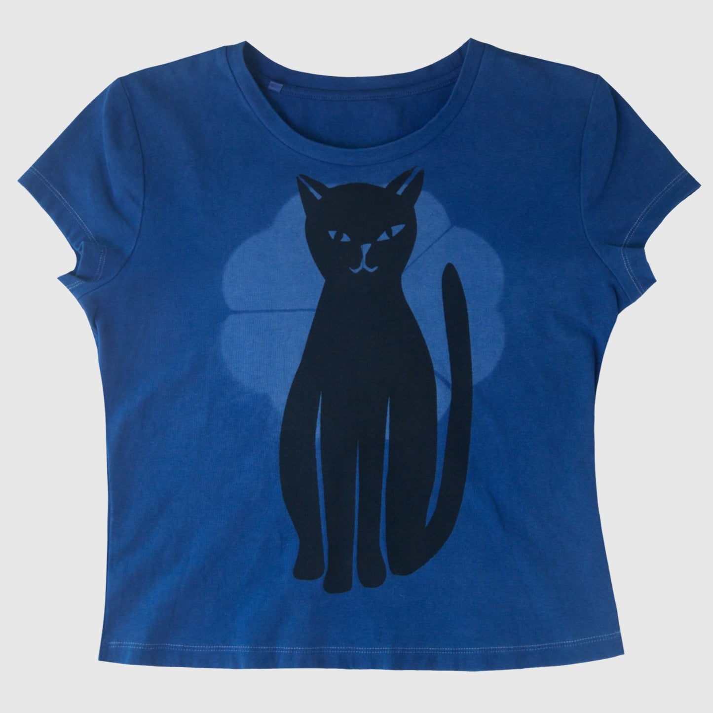 Natural Indigo dyed Cat T-Shirt (M)