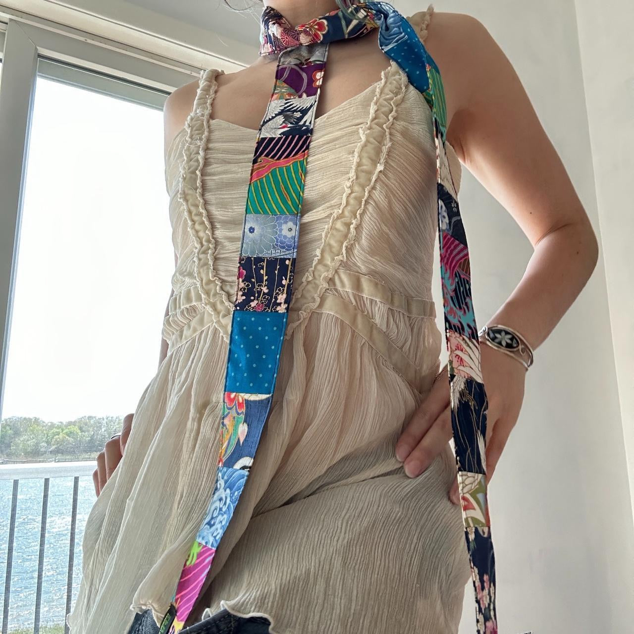 Handmade Japanese fabric scrap scarf