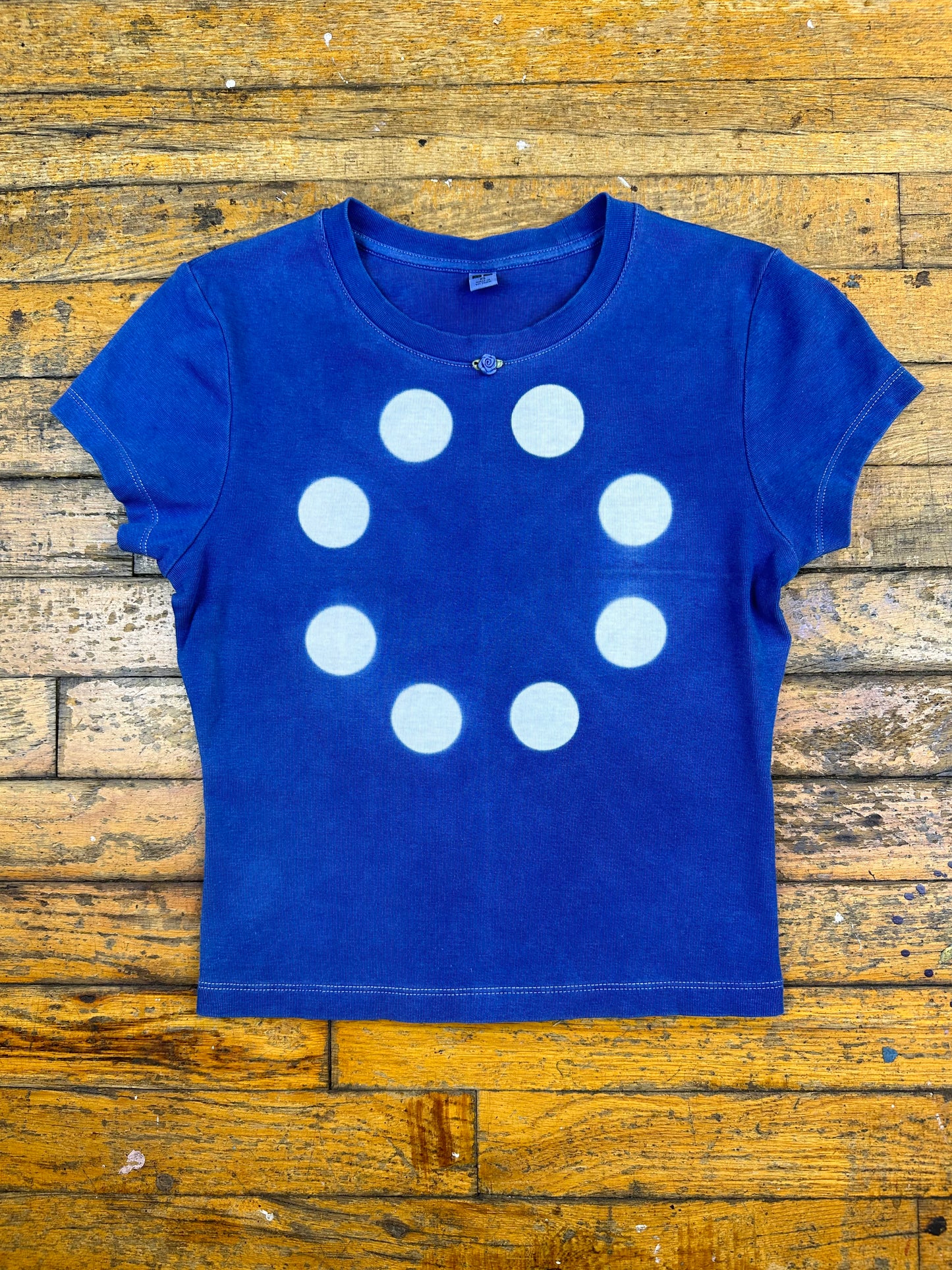 BLUE MOON BLUE indigo baby tee XS
