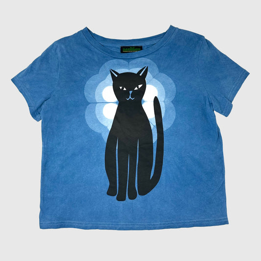 Black Cat Indigo Boxy Crop tee (L)