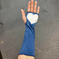 Indigo heart arm warmers