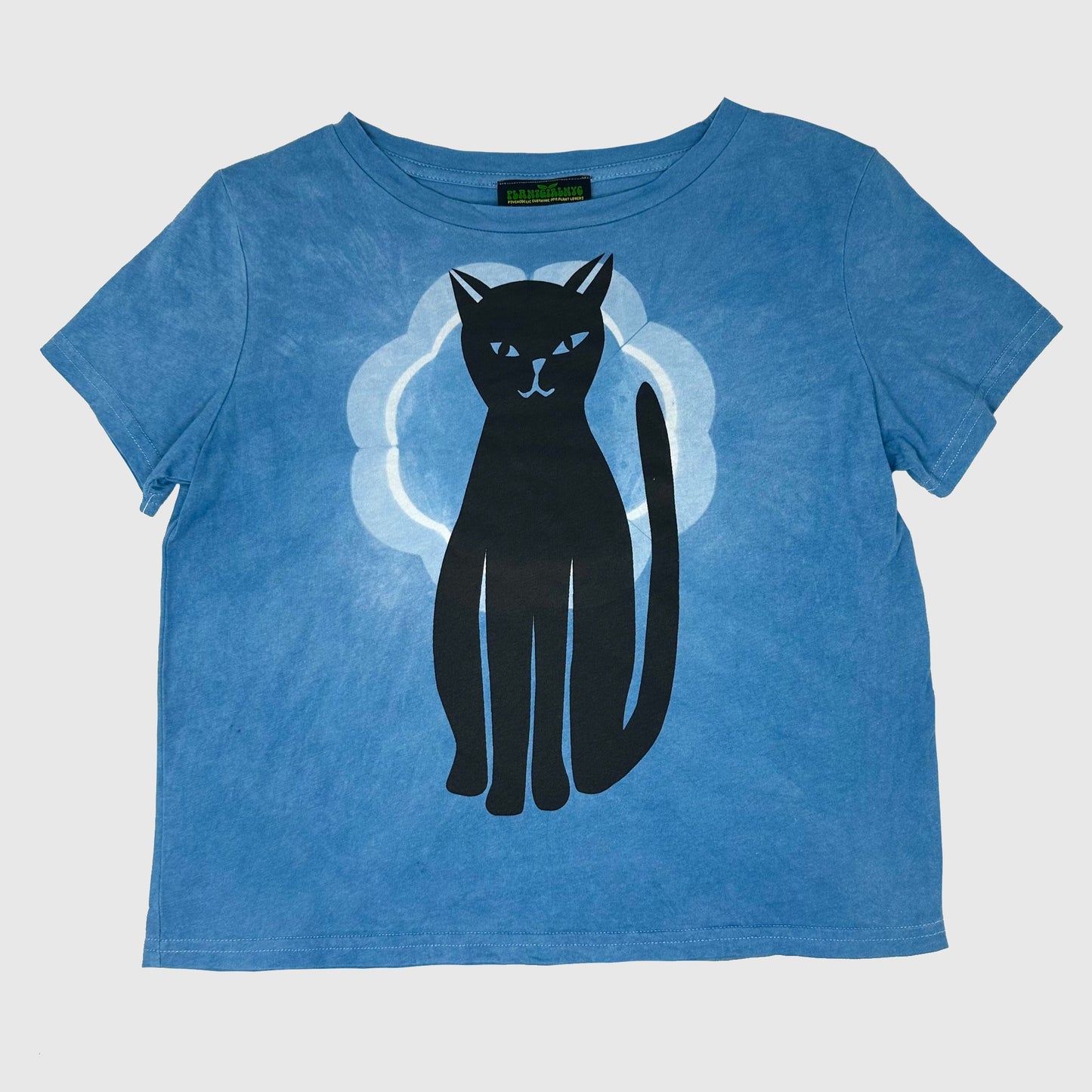 Black Cat Indigo Boxy Crop tee (L)