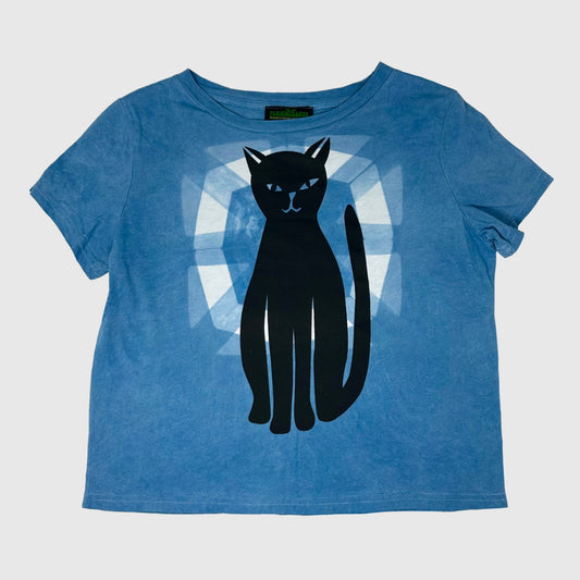 Black Cat Indigo Boxy Crop tee (L)