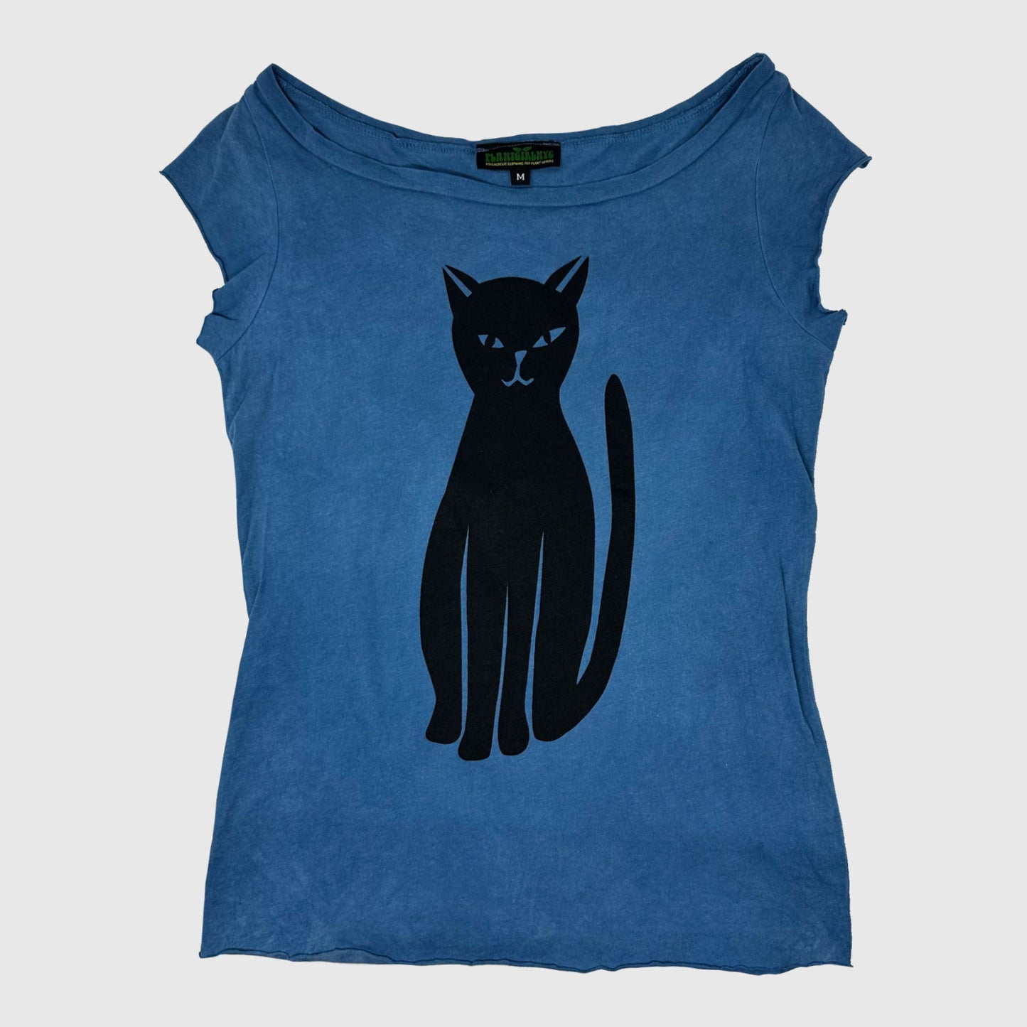 Black Cat Indigo Raw hem tee (M)