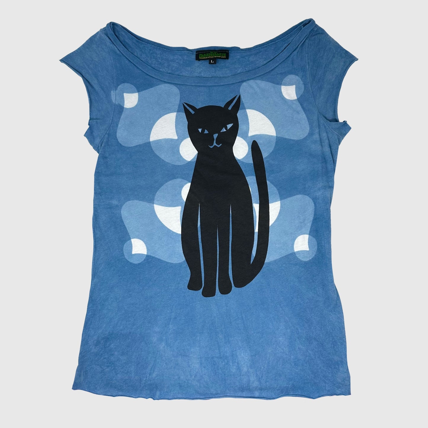 Black Cat Indigo Raw hem tee (L)