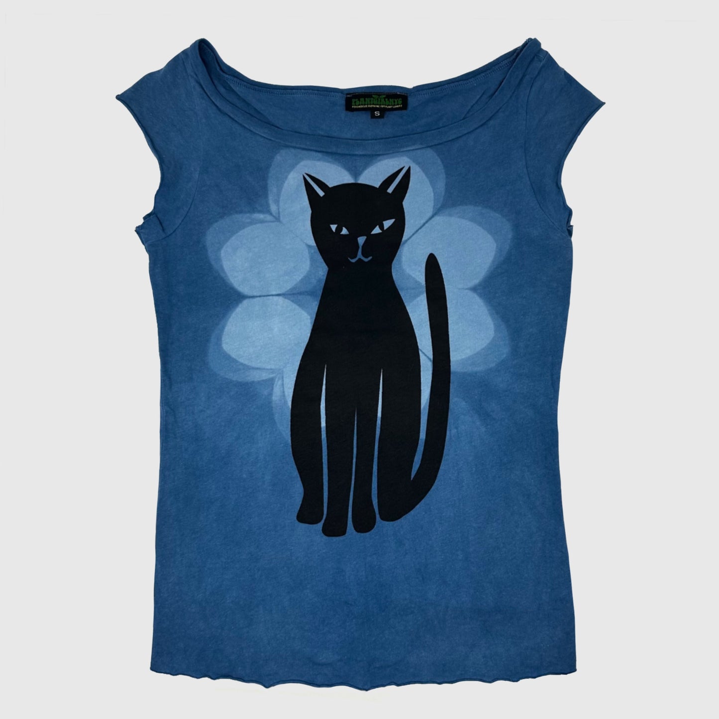 Black Cat Indigo Raw hem tee (S)