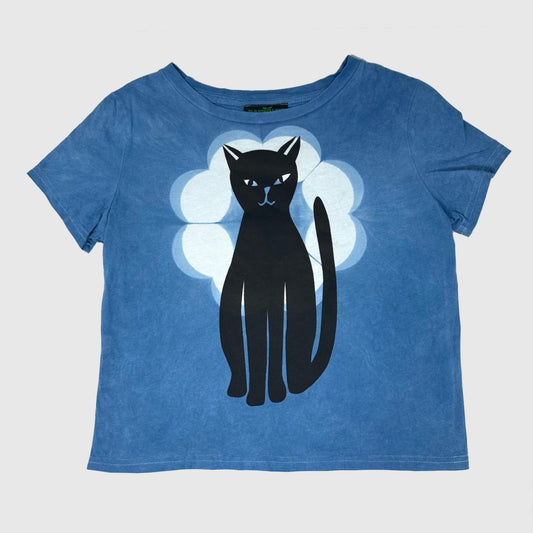 Black Cat Indigo Boxy Crop tee (L)