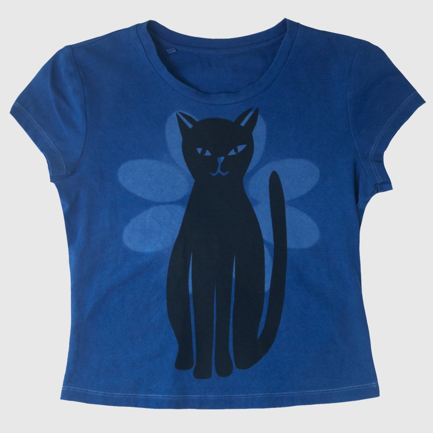 Natural Indigo dyed Cat T-Shirt (S)