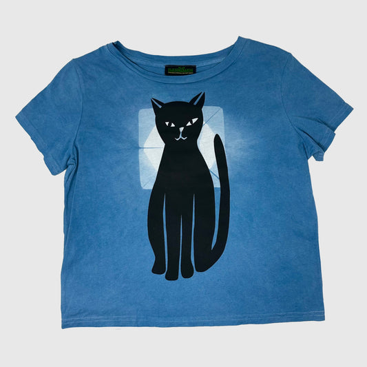 Black Cat Indigo Boxy Crop tee (L)