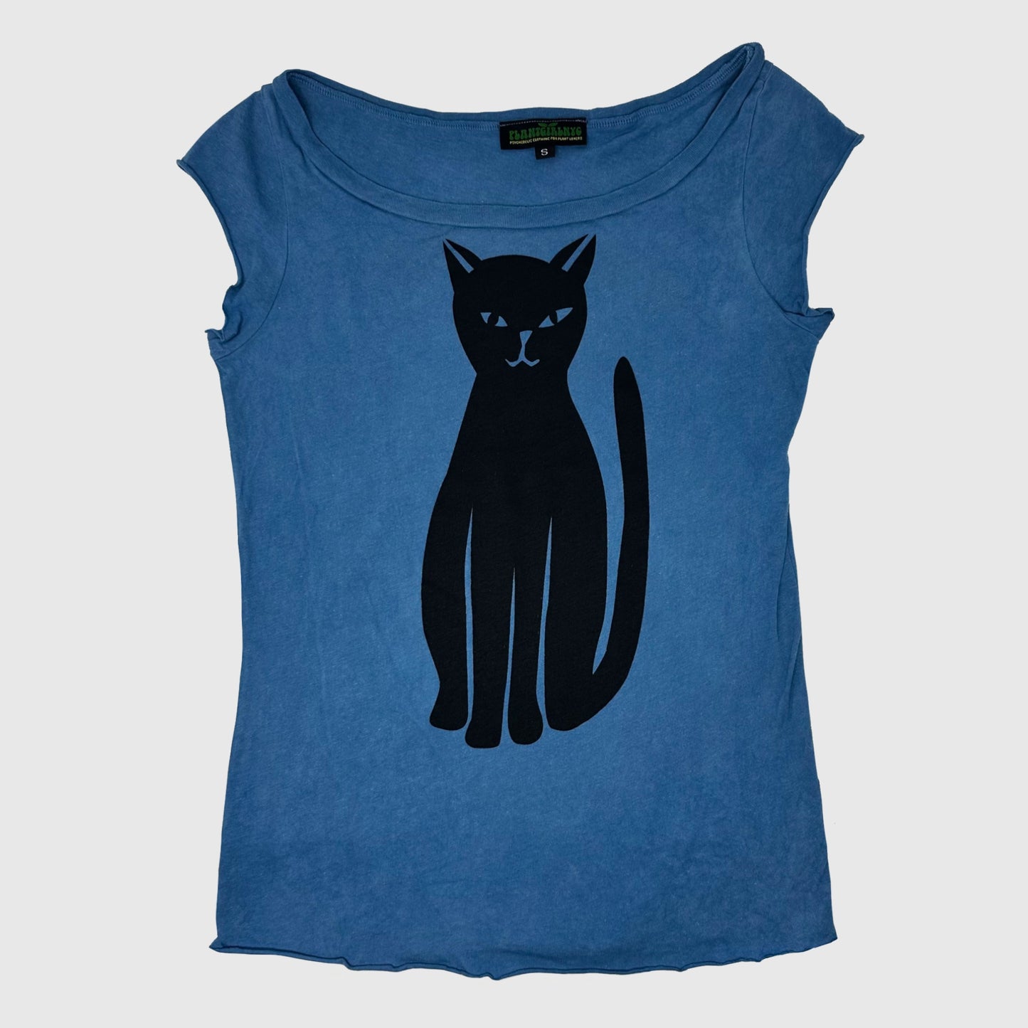 Black Cat Indigo Raw hem tee (S)