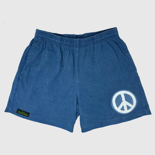 Peace sign indigo dyed trash shorts (S)