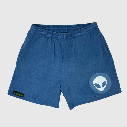 Alien head indigo dyed trash shorts (XS)
