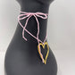 Gold Heart Pendant Necklace - Light Pink
