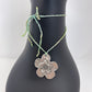 Silver Flower Pendant Necklace - Tie-dye Green