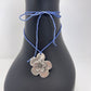 Silver Flower Pendant Necklace - Blue