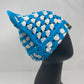 Crochet Cat Hat - Bright Blue & Light Grey