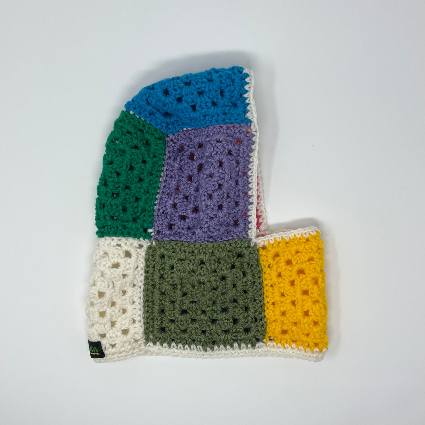 Crochet Balaclava - Rainbow with White border 1