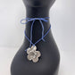 Silver Flower Pendant Necklace - Blue
