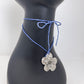 Silver Flower Pendant Necklace - Blue