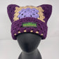 Crochet Cat Hat - Dark Purple, Taupe & Lilac