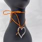 Silver Heart Pendant Necklace - Orange