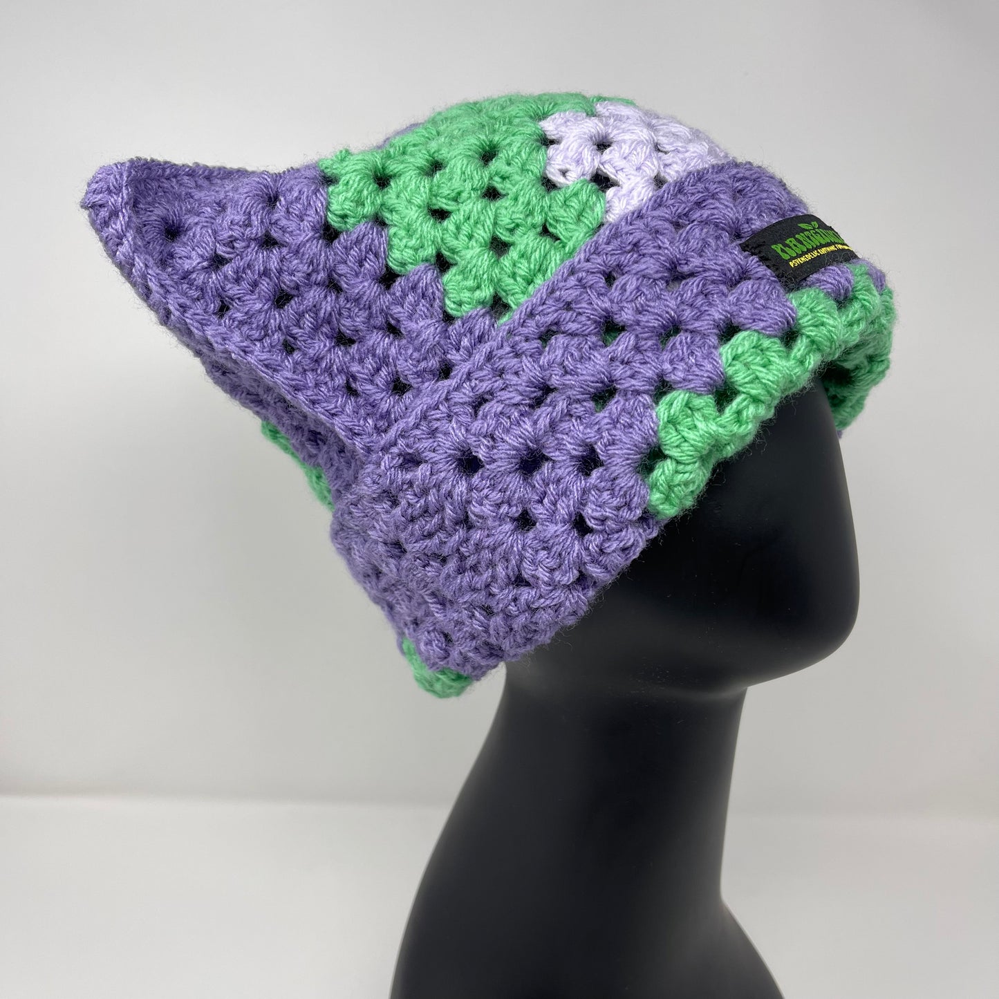 Crochet Cat Hat - Purple, Mint, & Light Purple