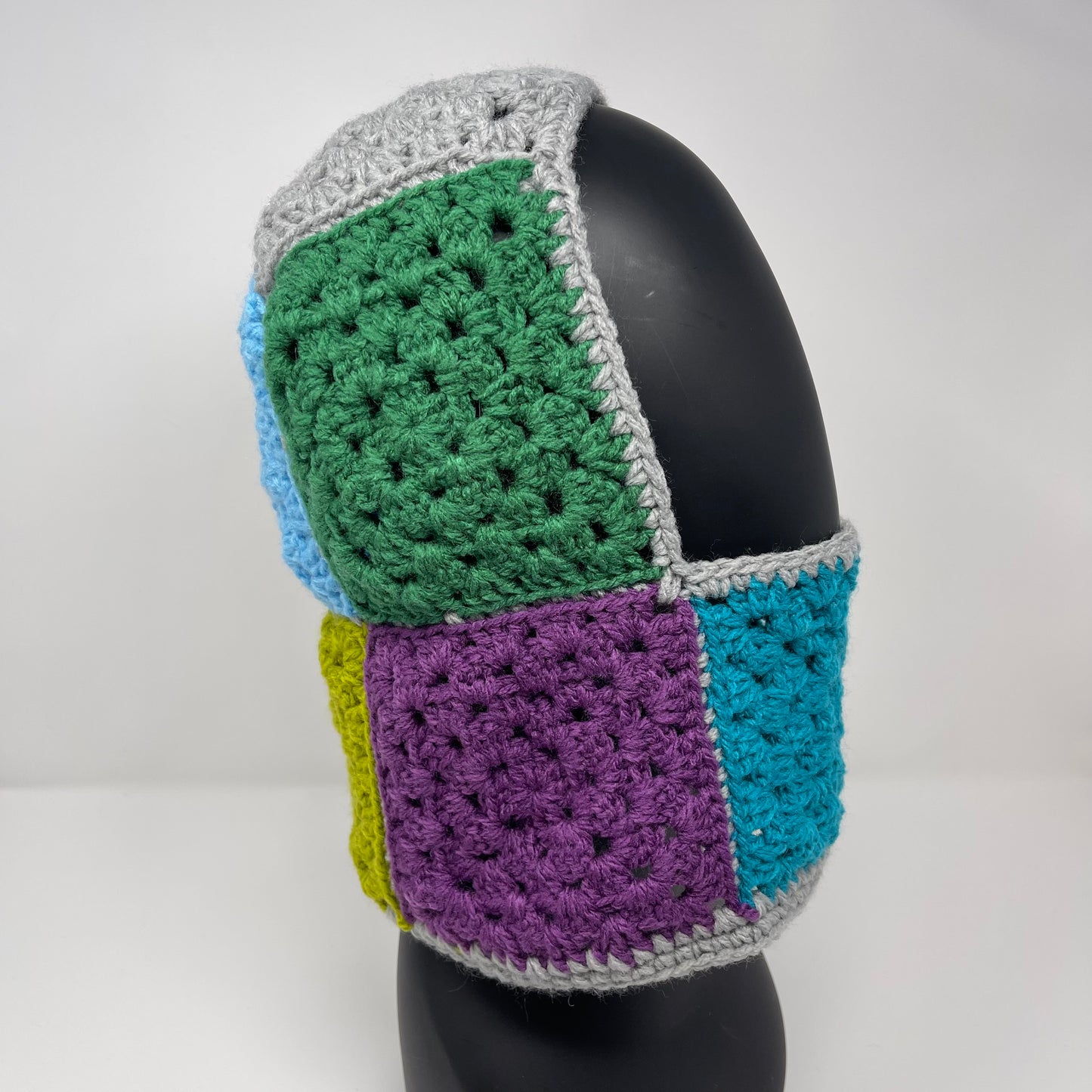 Crochet Balaclava - Rainbow with Grey