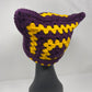 Crochet Cat Hat - Dark Purple & Golden Yellow
