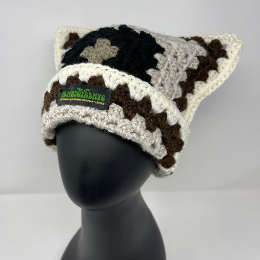 Crochet Cat Hat - Neutral Tones
