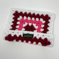 Crochet Cat Hat - White, Red, and Pink
